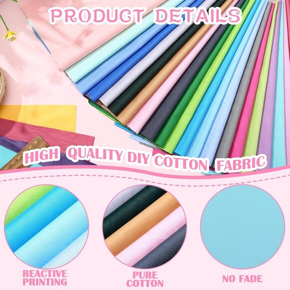 50 Pcs 10 x 10 Inch Cotton Fabric Bundle Square Multicolor Fabric Quilting Sewin - Picture 5 of 7